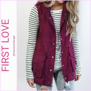 First Love Boutique Burgundy Wine Utility Vest